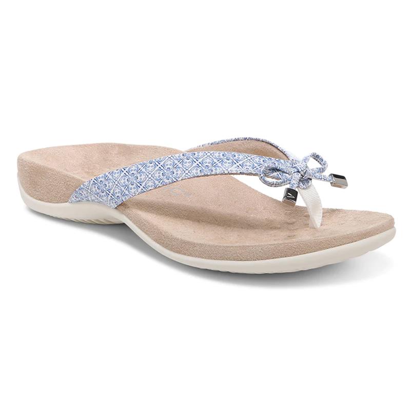 Vionic Bella Toe-Post Sandal in White Print