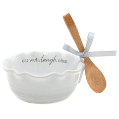 4.5" Ceramic Bowl with Bamboo Spoon