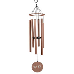 36"H Laser Etched Painted Wood Windchime, "Relax"