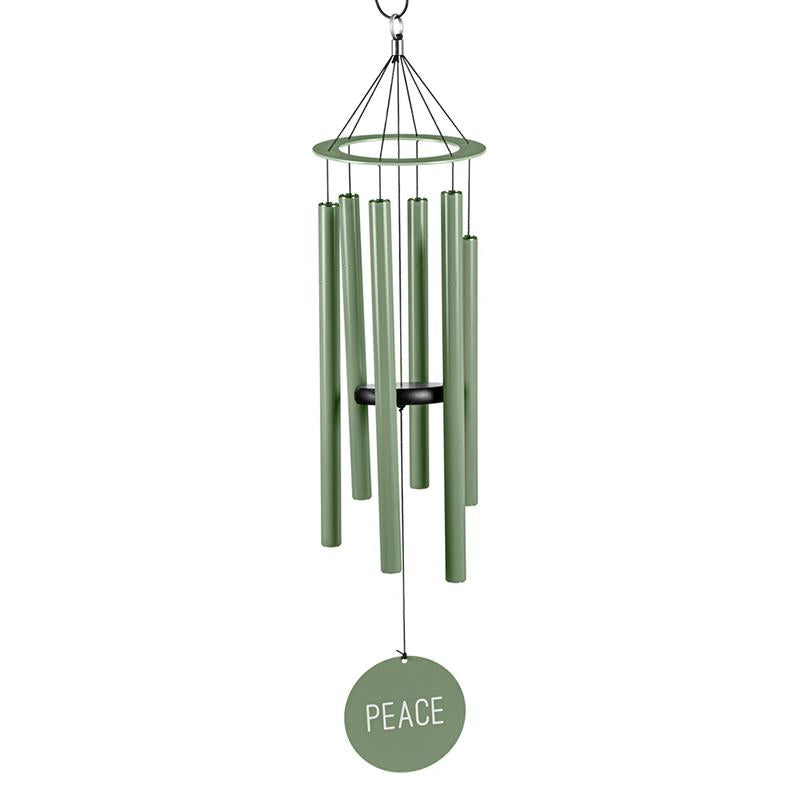 36"H Laser Etched Painted Wood Windchime, "Peace"