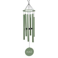 36"H Laser Etched Painted Wood Windchime, "Peace"